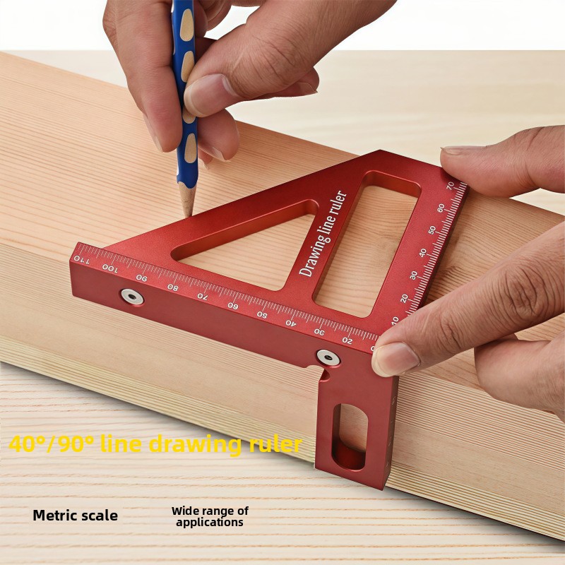 Woodworking Ruler - Aluminum Alloy Multifunctional Marking Ruler 45°
