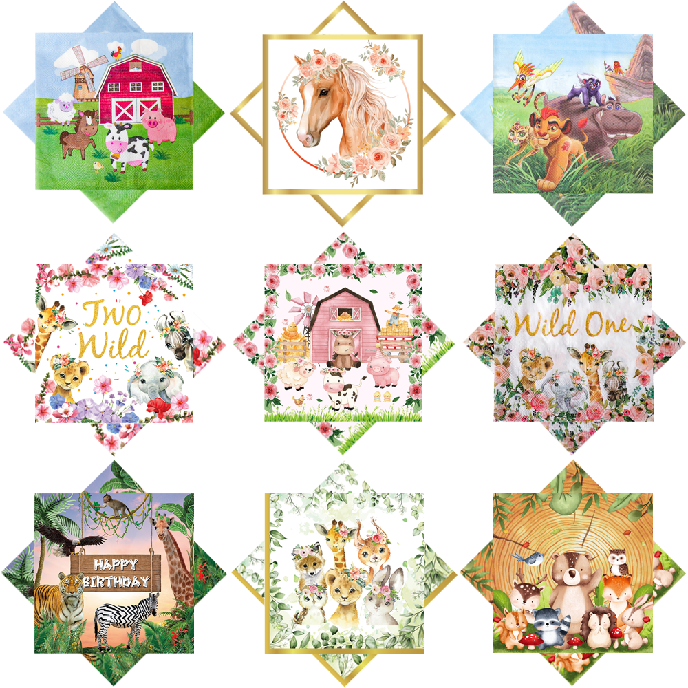 Woodworking Horse - 20/40pcs Cartoon Animal Farm Napkins Tiger