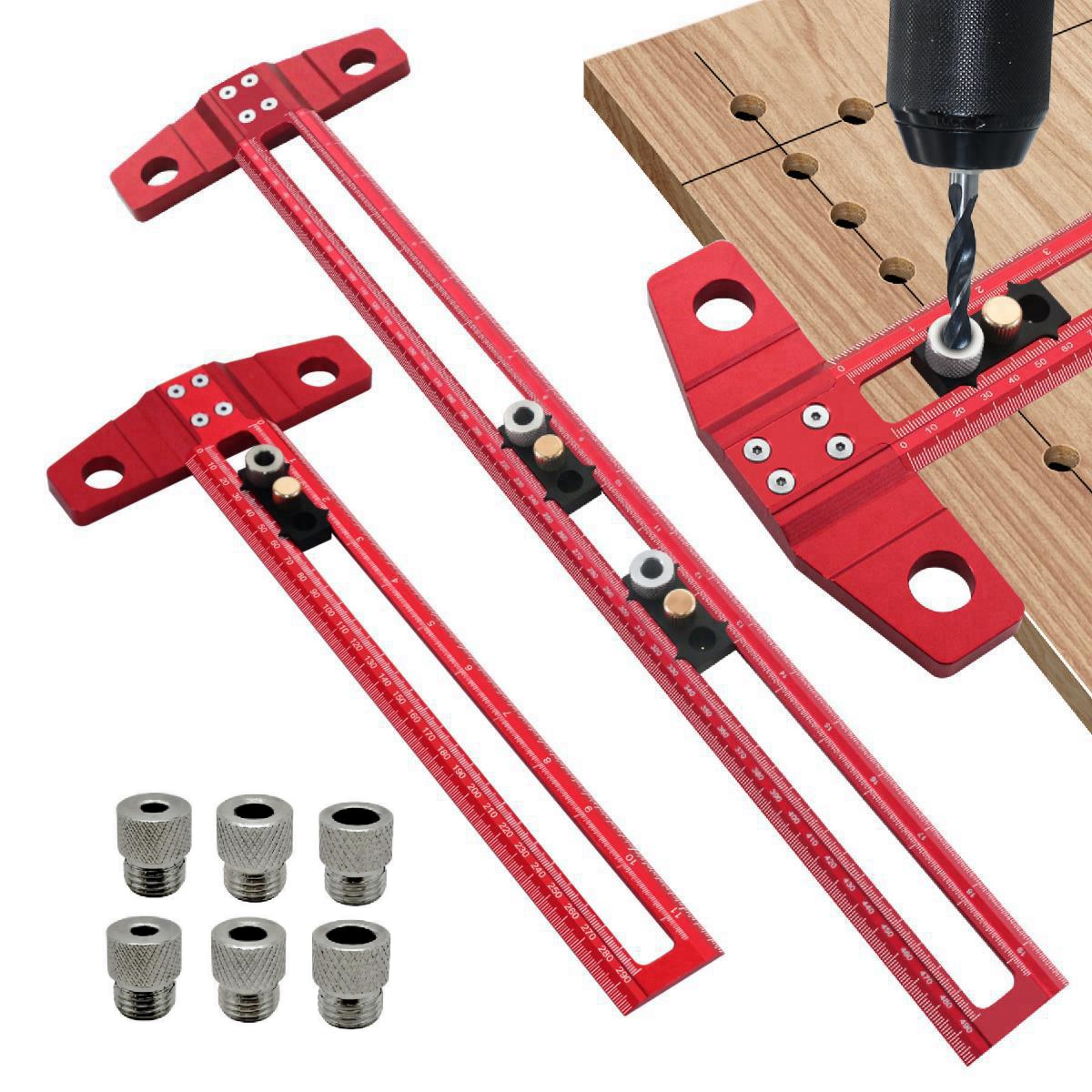 Woodworking Ruler - Woodworking 2 in 1 Drilling Positioning