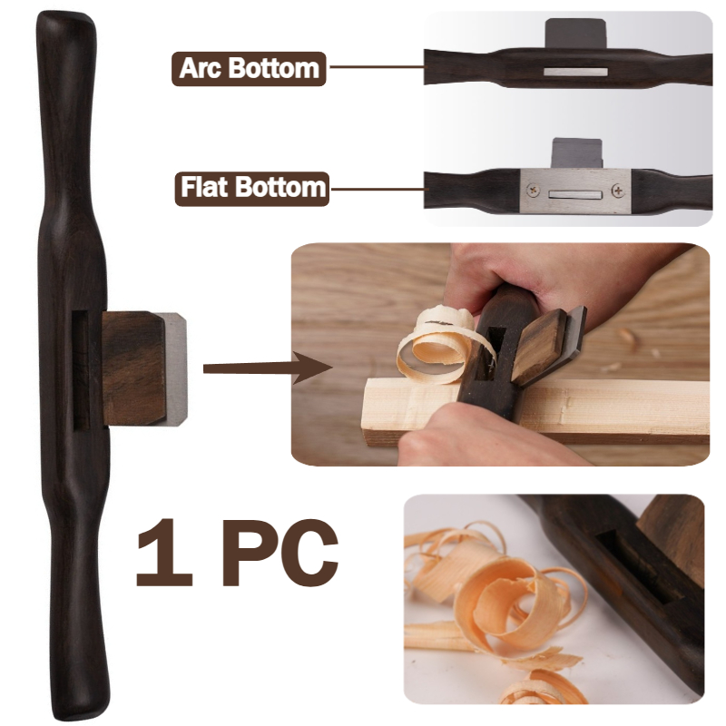 Spoke Shave Round - 265mm Wooden Flat Round Handle Ebony