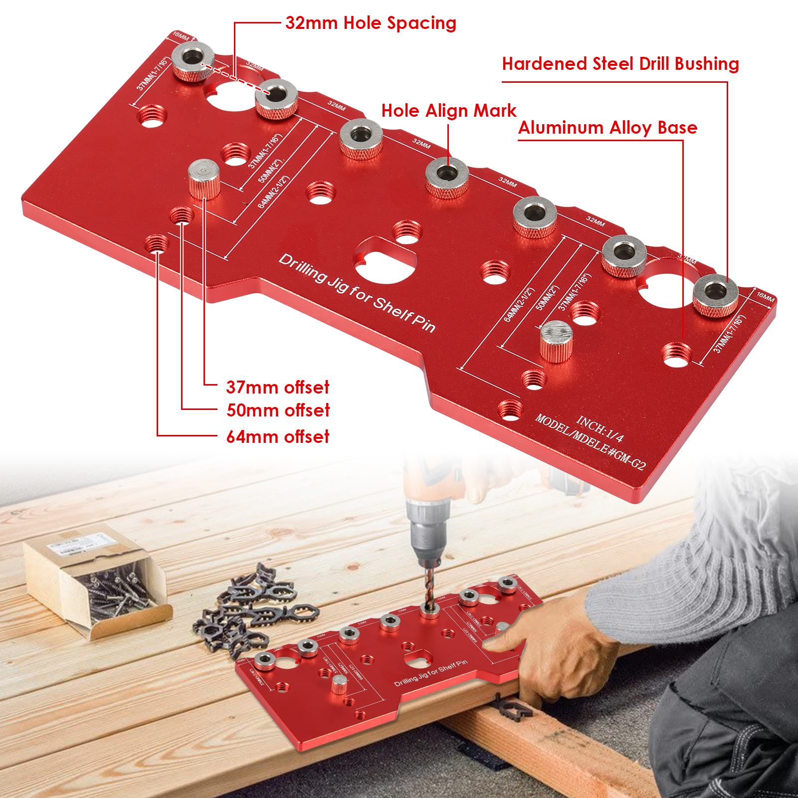 Shelf Pin Jig 1/4in Aluminum A - Woodworking Templates review and price